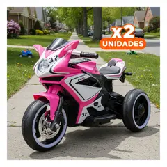 GENERICO - Pack2 Moto a Bateria de Tres Ruedas para Ninos de 3 a 8 Anos de Edad Y+Regalo Sticker