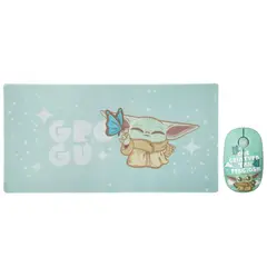 STAR WARS - Mouse Inalambrico + Pad Desk Baby Yoda Neopreno Antideslizante 80x40 CM Mod 1