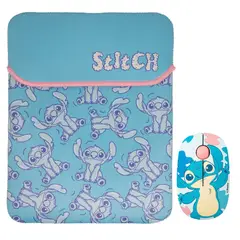 LILO & STITCH - Mouse Inalambrico + Funda para Laptop Reversible Stitch Disney Neopreno 15 - 16 pulgadas Mod 1