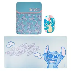 LILO & STITCH - Mouse Inalámbrico + PadDesk 80x40 cm + Funda Laptop Stitch Disney 15-16" Mod. 2