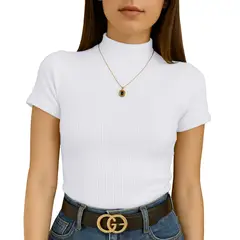 GENERICO - Polo Mujer Cafarena Manga Corta Sab 801-12 Rib Grueso Color Blanco