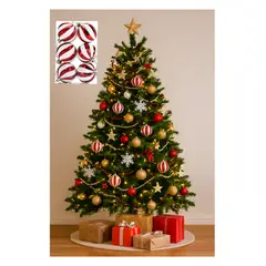 GENERICO - SET DE BOLAS DE NAVIDAD DE COLOR ROJO Y BLANCO 10 CM PREMIUM