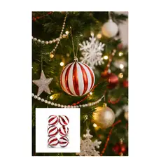 GENERICO - SET DE BOLAS DE NAVIDAD DE COLOR ROJO Y BLANCO 10 CM PREMIUM