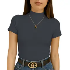 GENERICO - Polo Mujer Cafarena Manga Corta Sab 801-12 Rib Grueso Color Plomo