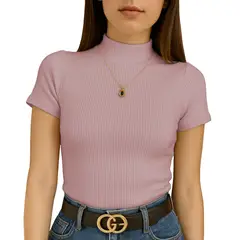 GENERICO - Polo Mujer Cafarena Manga Corta Sab 801-12 Rib Grueso Color Rosado