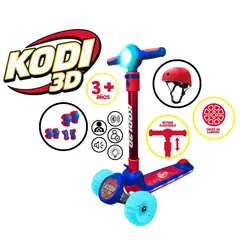 GENERICO - SCOOTER PARA NIÑOS MUSICAL CON BLUETOOTH KODI 3D AZUL