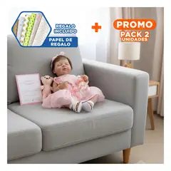 GENERICO - Pack2 Muñeca Reborn Niña 48cm con Vestido de Tull Rosado y Vincha Elegante Y+Papel Regalo