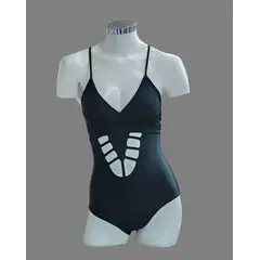 GENERICO - Ropa de Baño Bañador Entero Negro Calado Adelante Trenzado Atraz Talla M DEALCOBA