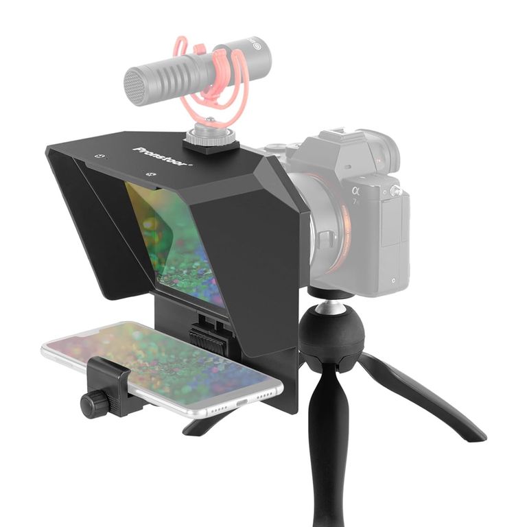 Teleprompter 7,5 pulgadas con trípode de mesa para celular cámara T1