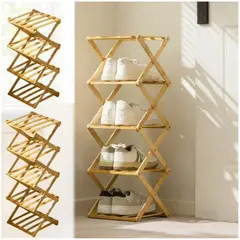 INSPIRA MARKET - Organizador Zapatero Plegable Bambu 5 Niveles