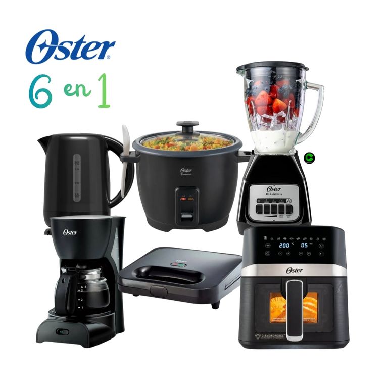 Super Combazo 6 en 1 Licuadora + Hervidor + Arrocera + Sandwichera + Cafetera y Freidora