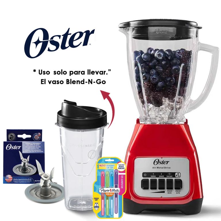 Licuadora 2 velocidades mas cuchilla 4 aspas + vaso Blend-N-Go de Tritan