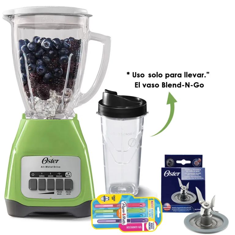 Licuadora 2 velocidades vaso de vidrio BLSTKAGKPB + vaso Blend-N-Go de Tritan
