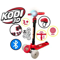 GENERICO - SCOOTER PARA NIÑOS MUSICAL CON LUCES ROJO KODI 3D