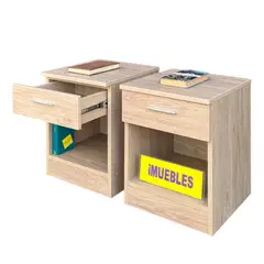 TEMEL - Set de 02 Veladores color Rovere - Modelo LITO -