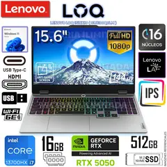 LENOVO - Laptop Gamer LOQ 15IRX10 Intel Core i7-13700HX 16GB RAM 512GB SSD 15.6" GeForce RTX 5050 83JE00Q8LM