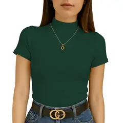 GENERICO - Polo Mujer Cafarena Manga Corta Sab 801-12 Rib Grueso Color Verde Botella