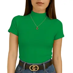 GENERICO - Polo Mujer Cafarena Manga Corta Sab 801-12 Rib Grueso Color Verde