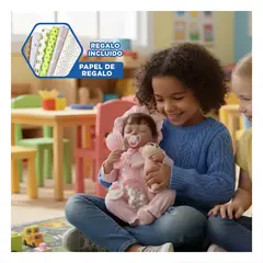 GENERICO - Bebe Realista Reborn Niña 48cm con Ropa Rosada y Gorro Decorado Y+Papel Regalo