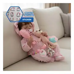 GENERICO - Bebe Niña Reborn 48cm con Enterizo Suave Rosado y Sombrero de Tela Y+Regalo Sticker