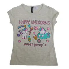 FODAGO - Polo niña manga corta Happy Unicornio - Beige