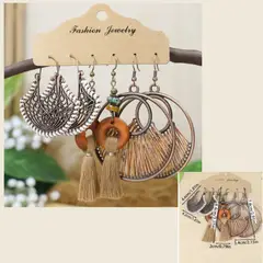 GENERICO - 3 Pares de Pendientes Colgantes Bohemios Vintage para Mujer