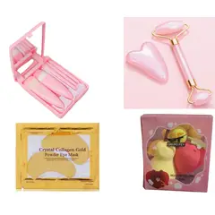 GENERICO - SET 4 JUEGO MINI BROCHAS, RODILLO, BEAUTY BLENDER
