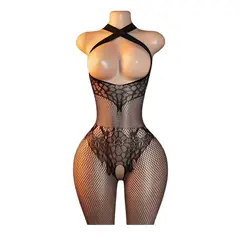 GENERICO - LENCERIA CORPORAL MALLA CATSUIT VESTIDO ENTERIZO
