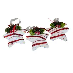 GENERICO - Adorno Navideño Con Pinchos Estrellas Rojas Y Blancas 11 Cm X 3 UND