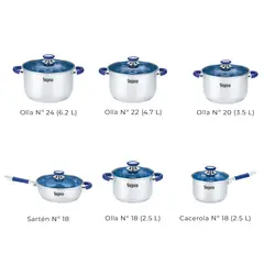 Reyna - Juego de ollas Professional 12 pzas acero inoxidable color azul