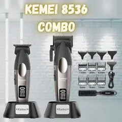 KEMEI - Combo de Maquinas Clipper y Trimmer de Cortar cabello 8536 profesional 9000 RPM