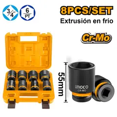 INGCO TOOLS - SET 8 DADOS DE IMPACTO INGCO 3/4" DE 26 A 38MM HKISSD34081
