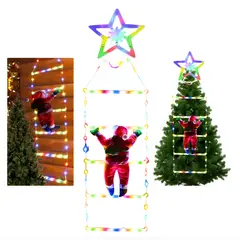 GENERICO - Escalera Led Con Papá Noel y Estrella Para Arbol De Navidad Ventana Balcon Puerta