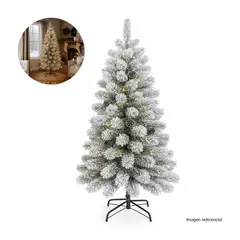 GENERICO - Arbol de Navidad con Luces - 1.80 m Nevado Frondoso con Piñas