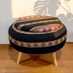 GENERICO - Puff Andino Eco – Hecho a mano con material reciclado 65cm x 65 cm