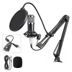 SEISA - Microfono Condensador profesional Grabacion Estudio con brazo Ajustable Antipop Streaming Live