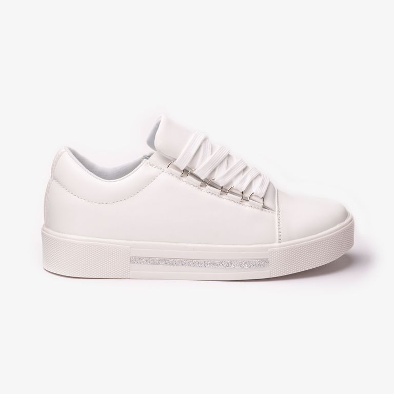 Zapatillas Urbanas Mujer Leticia - Blanco Con Plateado