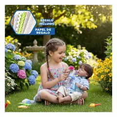 GENERICO - Bebe Realista 48cm con Traje Formal Plomo y Corbata Michi Elegante Y+Papel Regalo