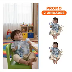 GENERICO - Pack2 Bebe Elegante 48cm con Conjunto Plomo y Corbata Michi Estilo Clásico
