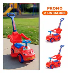 GENERICO - Pack2 Carrito con Empuje 80x60x42cm para Niños Jugar y Aprender Rojo y Azul