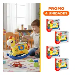 GENERICO - Pack4 Caballo de Juguete Musical con Xilofono y Bloques Educativos Azul y Amarillo