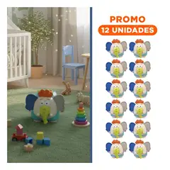 GENERICO - Pack12 Muñeco Didactico Elefante MAMMOTH Celeste para Juego Sensorial