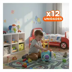 GENERICO - Pack12 Muñeco de Peluche Elefante MAMMOTH Celeste para Estimular Sentidos Y+Regalo Sticker