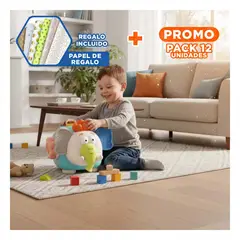 GENERICO - Pack12 Muñeco Suave Elefante MAMMOTH Celeste para Recién Nacidos Y+Papel Regalo