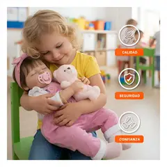 GENERICO - Bebe Reborn Niña 48cm con Pantalon de Florcitas y Polo Largo Rosado