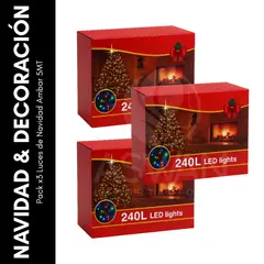 GENERICO - Pack x3 Luces de Navidad Ambar 5MT