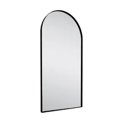 FMFURNITURE - Espejo Con Superior Redondo y Marco Negro 120x60x35 Cm