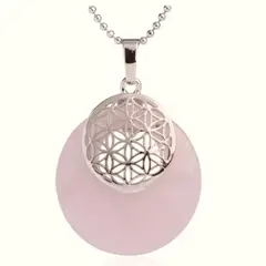 LUCYANA JOYAS Y ACCESORIOS - Collar para Mujer de Cuarzo Rosa con Flor de la Vida - Joyas Lucyana