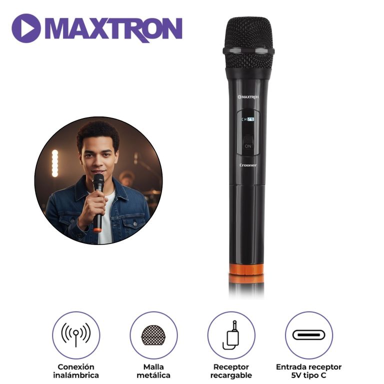 Micrófono Inalámbrico Crooner MX 758 Compatible con Equipos de Sonido con Plug 6.35 mm
