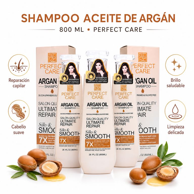 PACK 3 SHAMPOO ACEITE DE ARGÁN 800ML PERFECT CARE